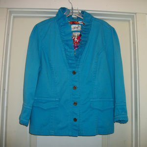 SHOJO GIRL KAWAII LAT BEAUTIFUL BLUE RUFFLES STEAMPUNK JACKET XL